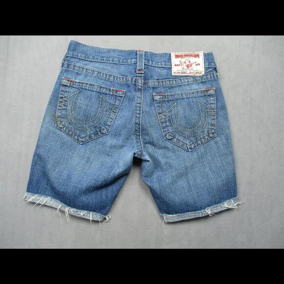VTG TRUE RELIGION Bobby Blue Denim Jean Shorts Cut Offs Tag 31 Casual USA - Picture 8 of 9